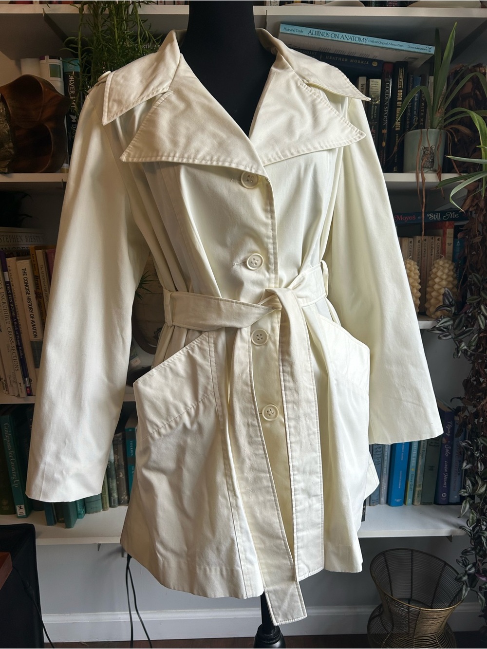 Sears Cream Trench Coat with Tie Belt